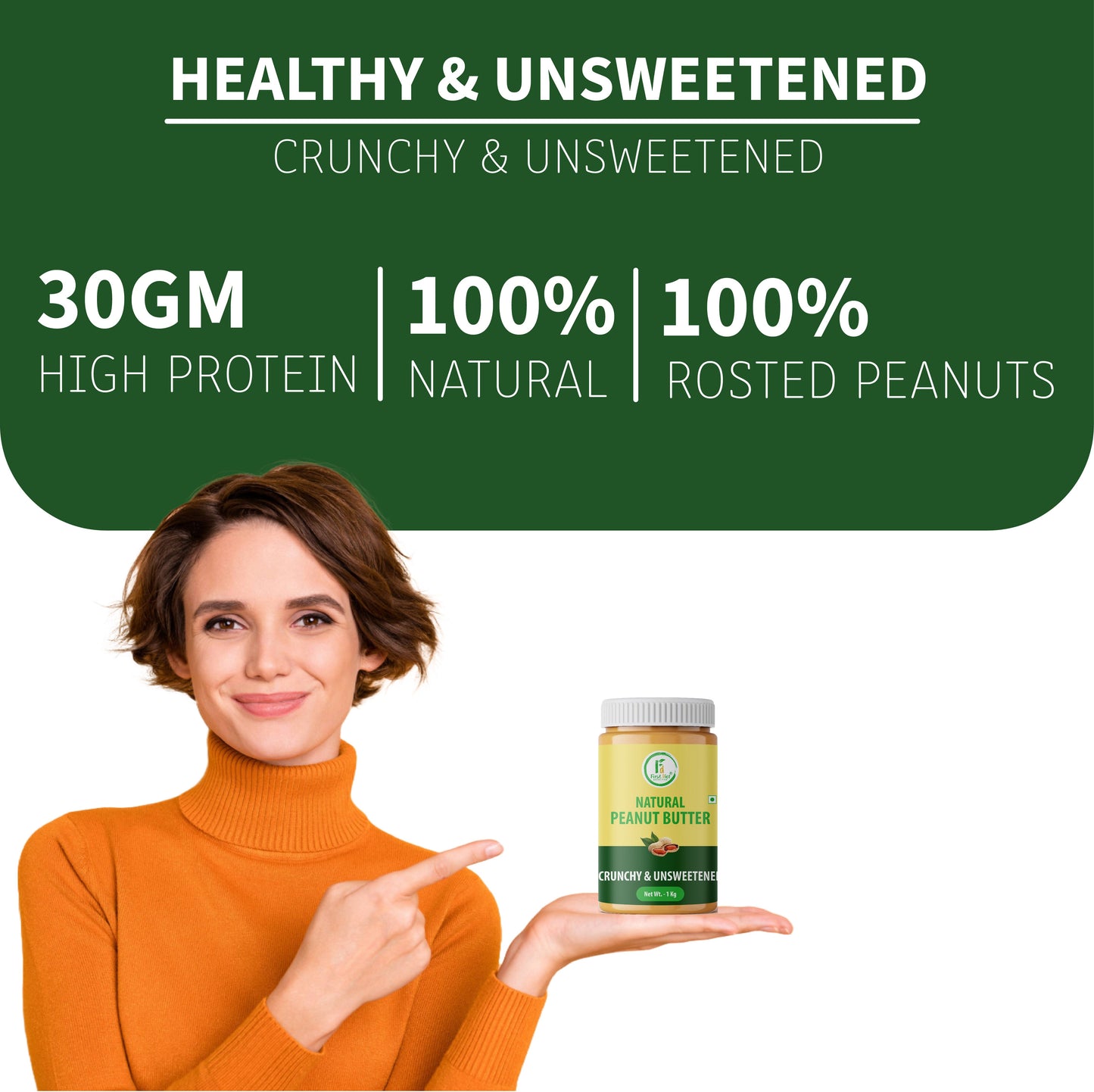 Natural Crunchy Peanut Butter – Crunch into Clean Energy! (Pack of -2)