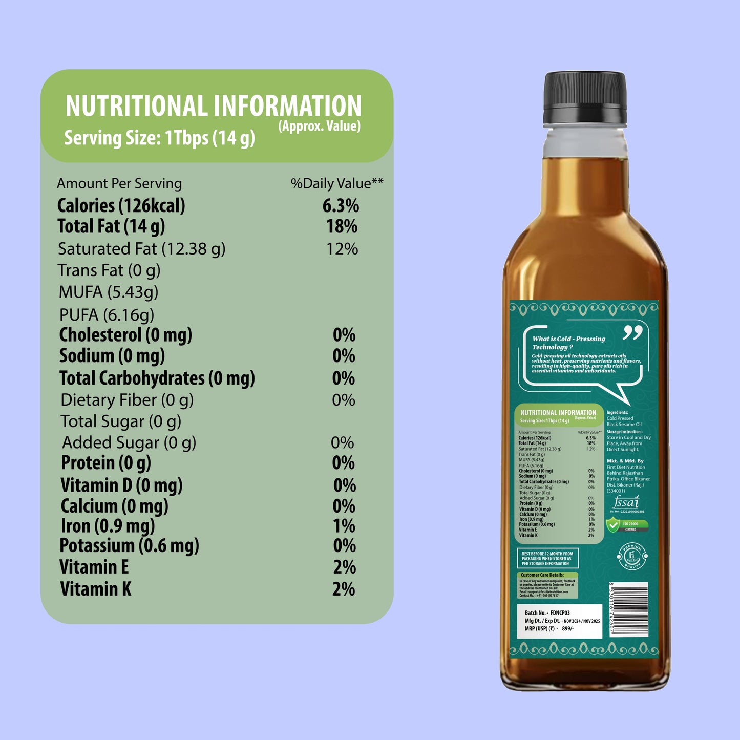Black Sesame Cold Pressed Oil - Black Gold of Wellness
