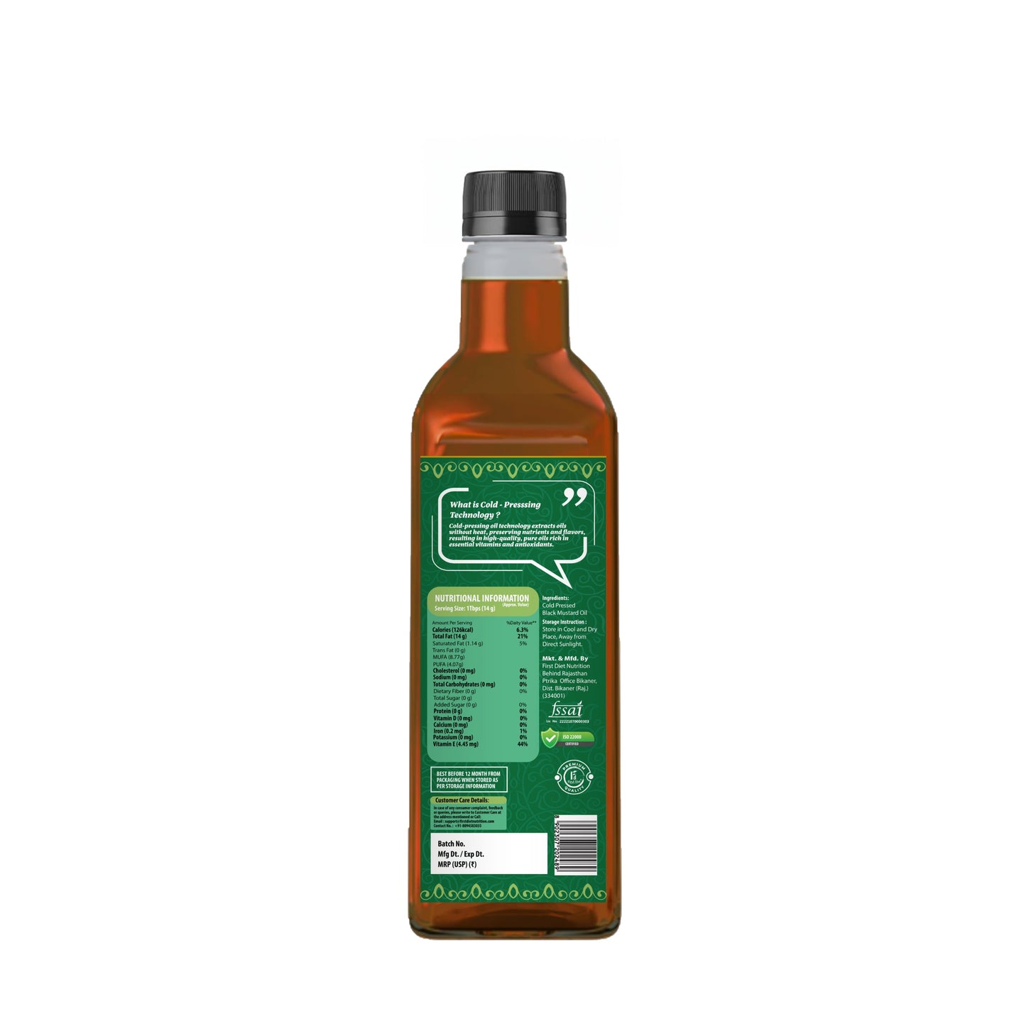 Black Mustard Cold Pressed Oil โ Pure Essence of Nature! (Pack Of -2)