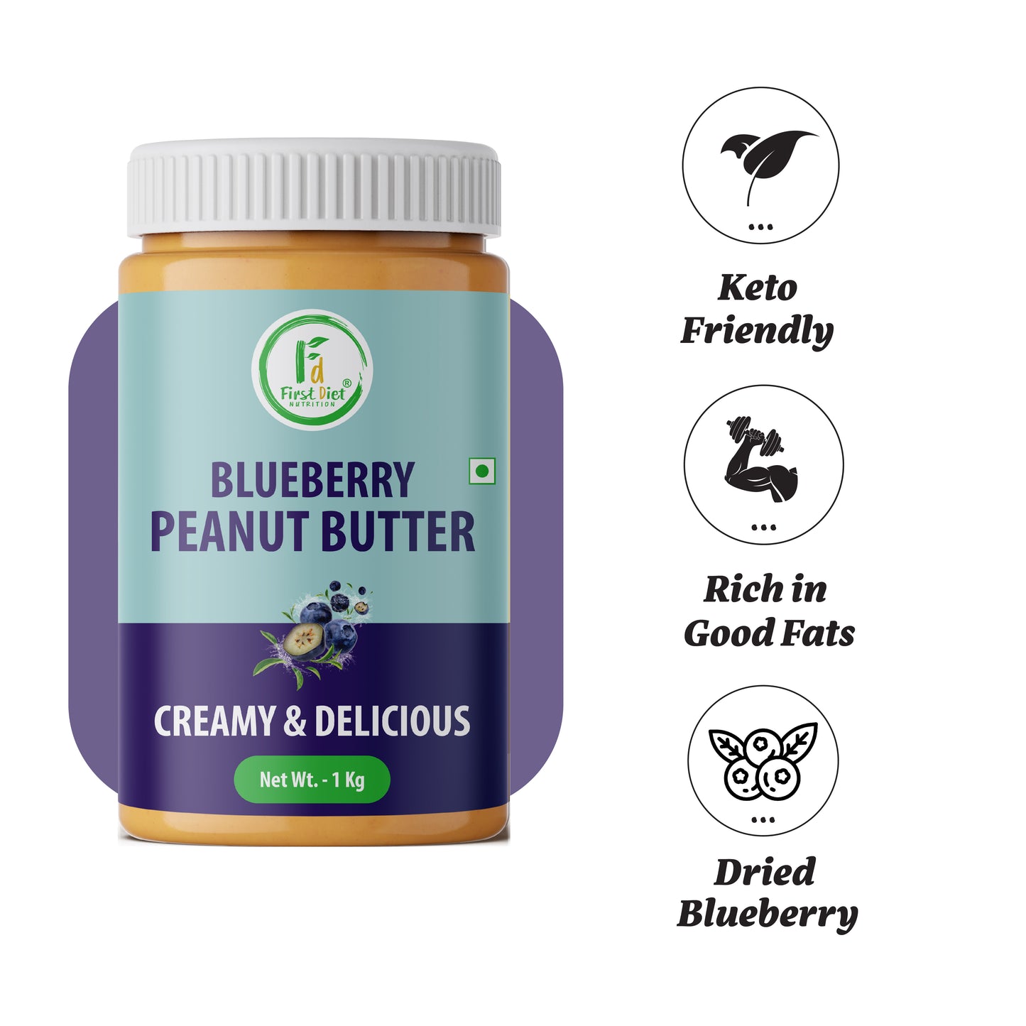 Blueberry Peanut Butter (Creamy) - 1Kg