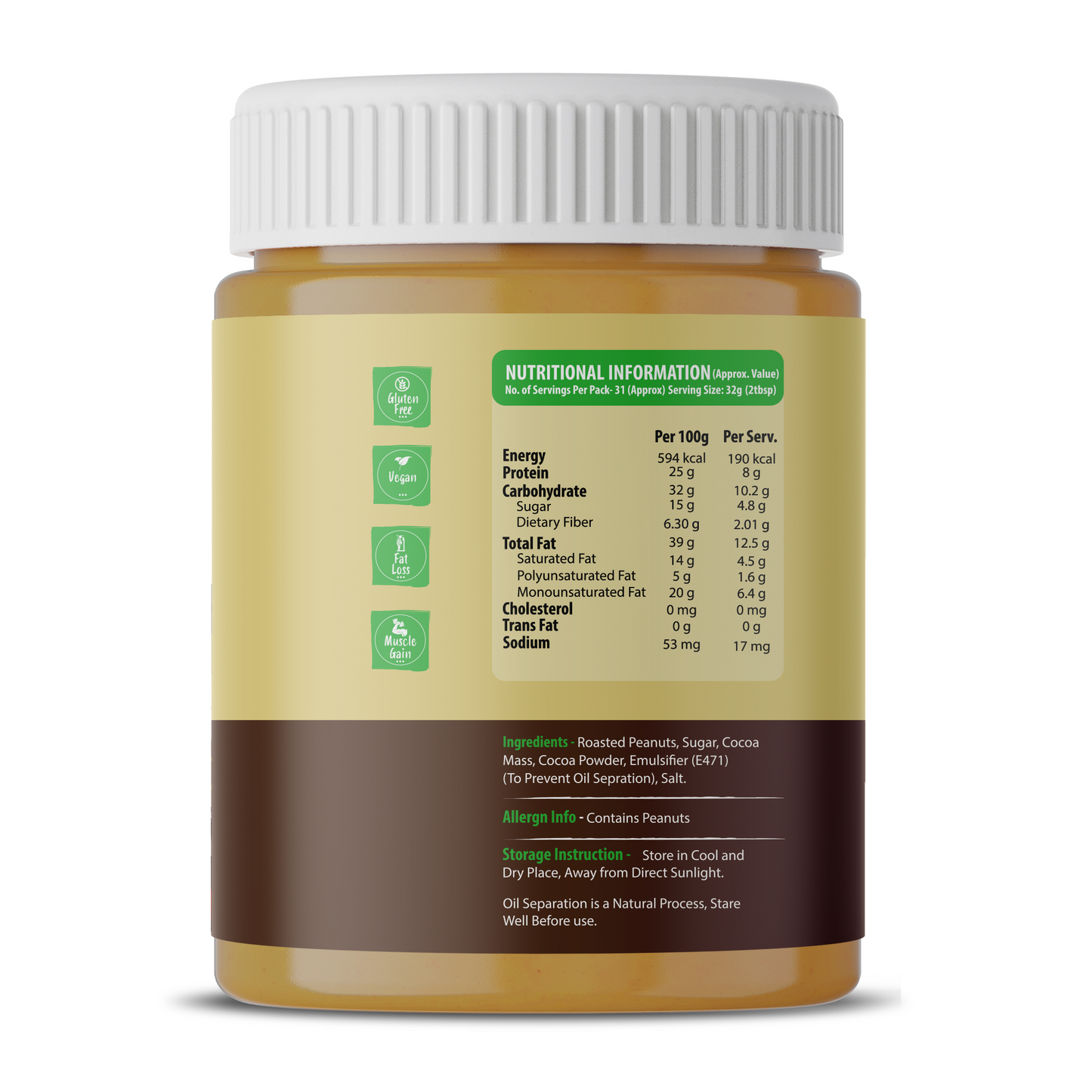 Dark Chocolate Creamy Peanut Butter – Decadence Meets Nutrition! (500gm)