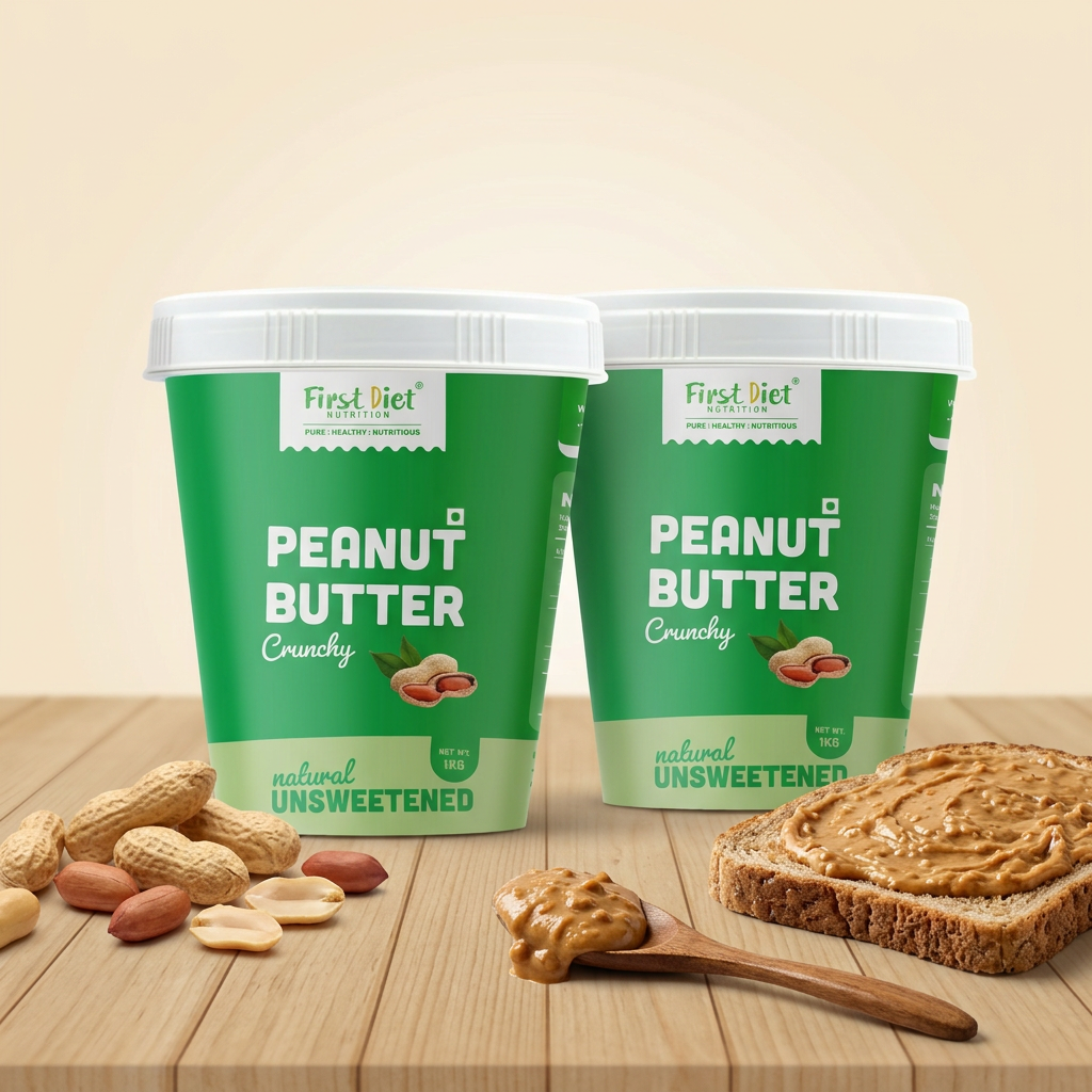 Natural Crunchy Peanut Butter – Crunch into Clean Energy! 1Kg  (Pack of -2)
