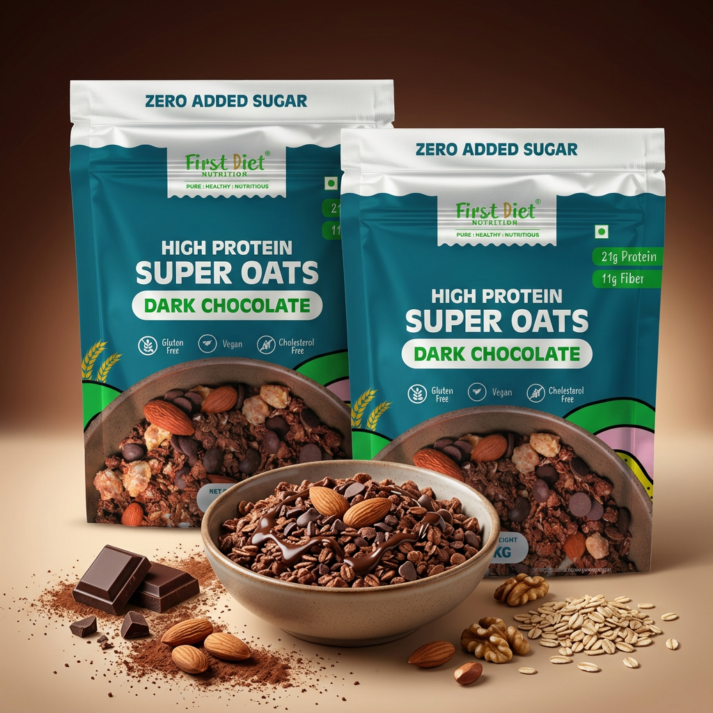 Dark Chocolate High Protein Oats 1Kg (Pack of- 2)