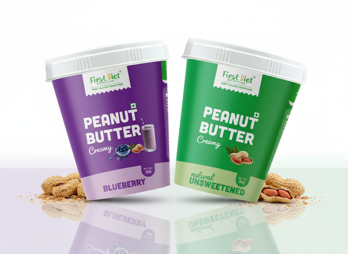 Twin Flavors Combo – Blueberry Peanut Butter & Natural Creamy Peanut Butter (1kg + 1kg)