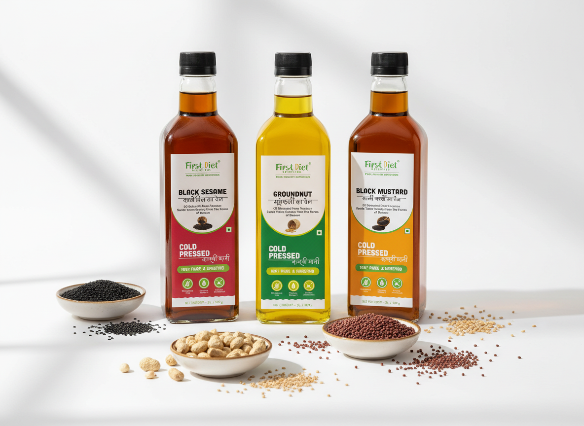 Premium Cold Pressed Trio – Groundnut, Black Sesame & Black Mustard Oil