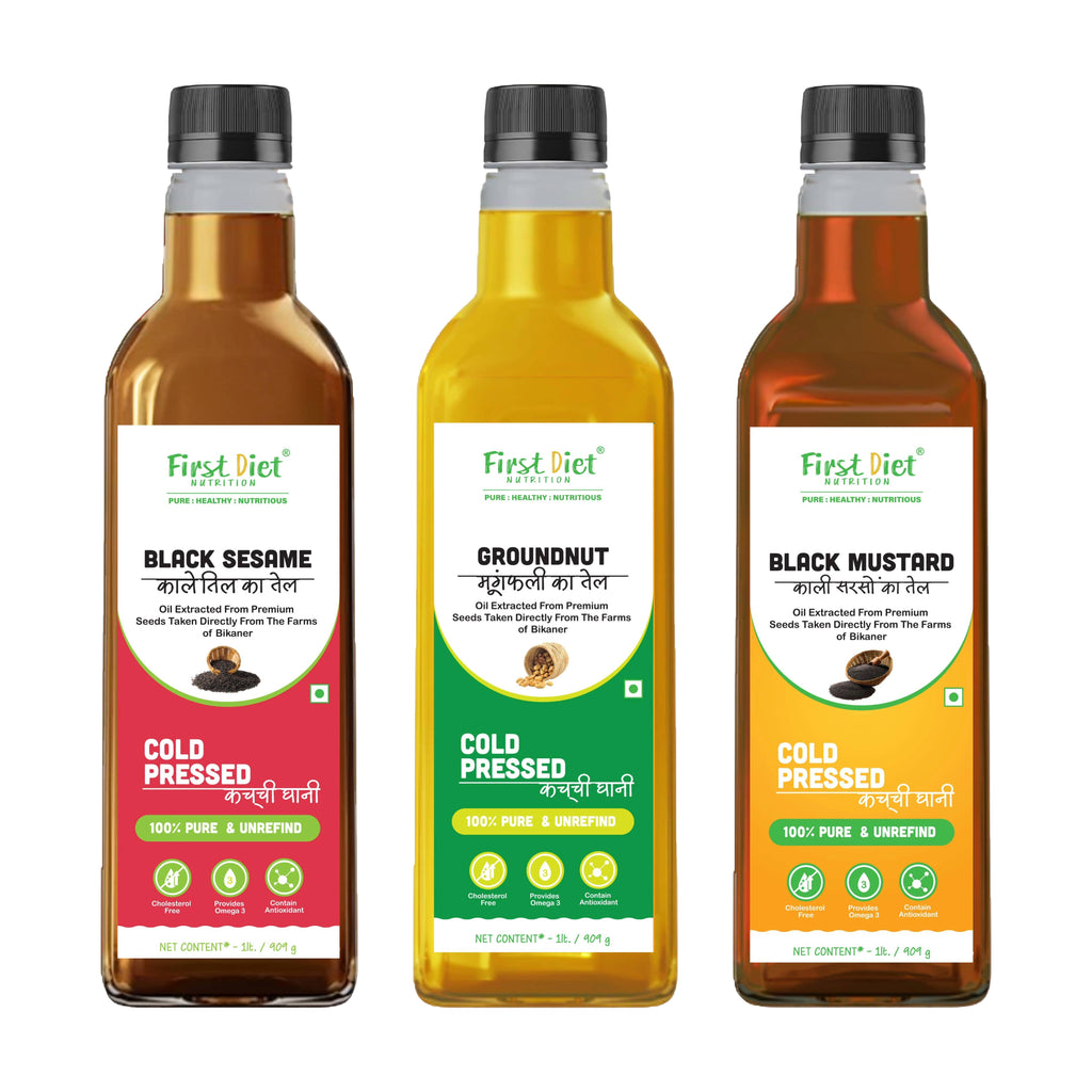 Premium Cold Pressed Trio – Groundnut, Black Sesame & Black Mustard Oil