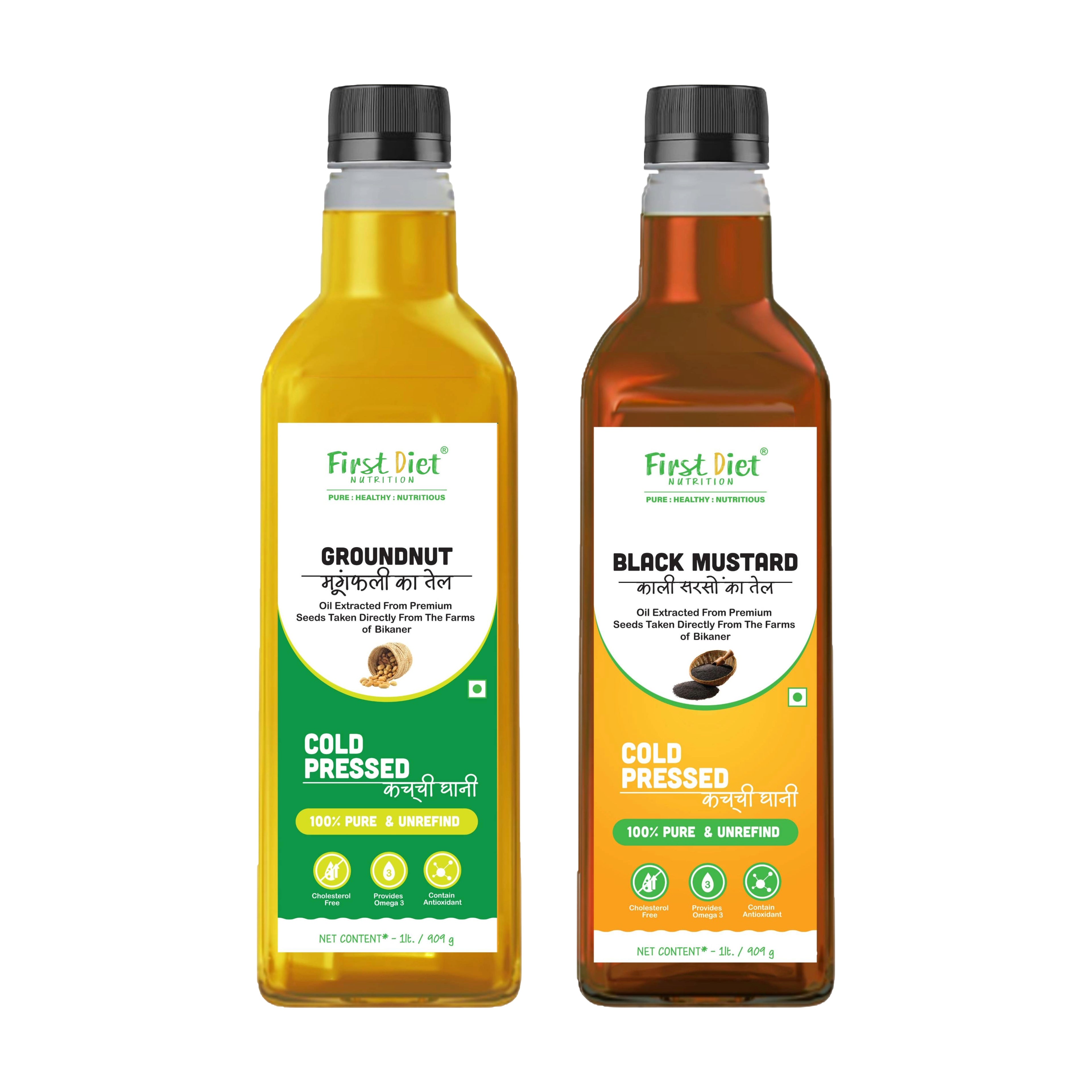 Cold Pressed Essentials Combo – Groundnut Oil & Mustard Oil (1L + 1L)