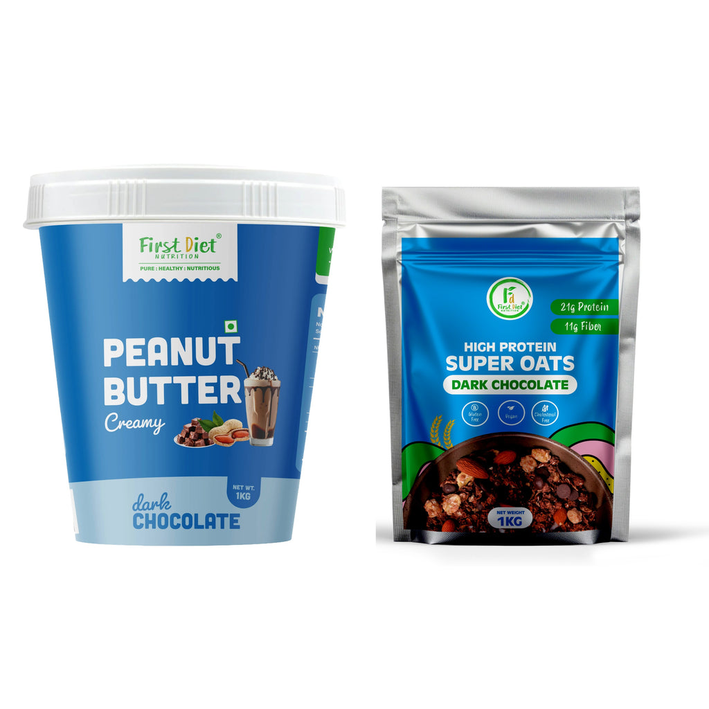Chocolate Fitness Combo – High Protein Chocolate Oats & Dark Chocolate Creamy Peanut Butter (500g + 500g)