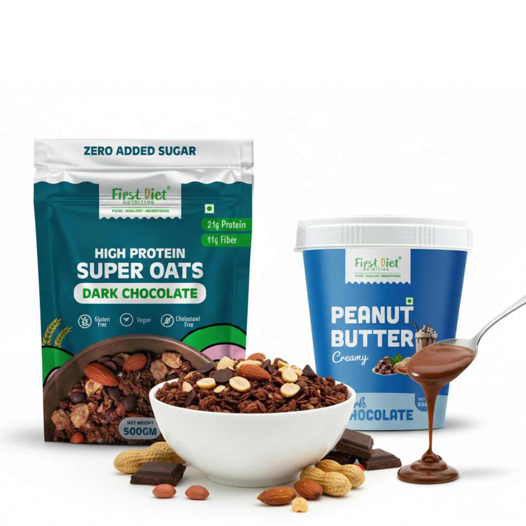 Chocolate Fitness Combo – High Protein Chocolate Oats & Dark Chocolate Creamy Peanut Butter (500g + 500g)