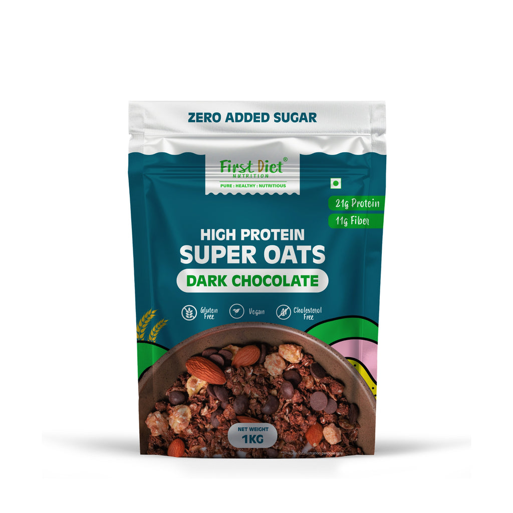 Dark Chocolate High Protein Oats 1Kg (Pack of- 2)